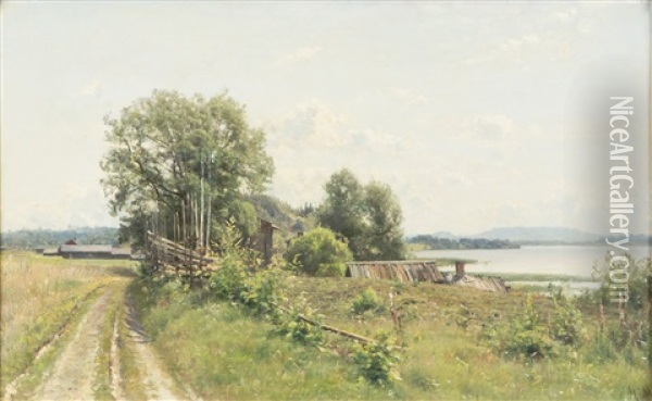 A Summer Day In Tuulos Oil Painting - Magnus Hjalmar Munsterhjelm