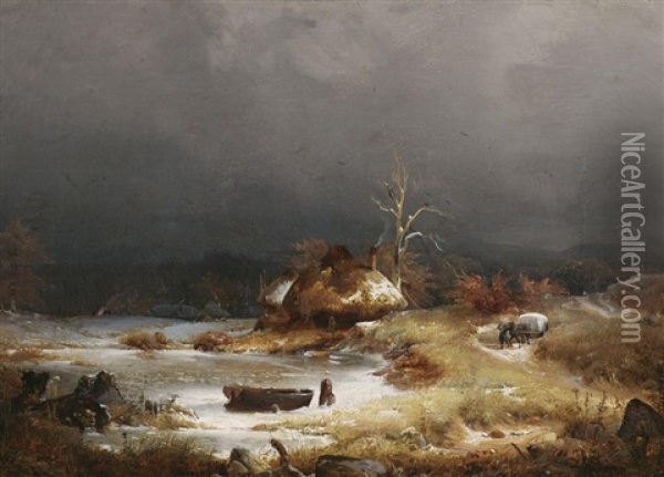 Stiller Wintertag Oil Painting - Carl Hilgers