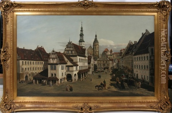 Market Square At Pirna Oil Painting - Bernardo Bellotto