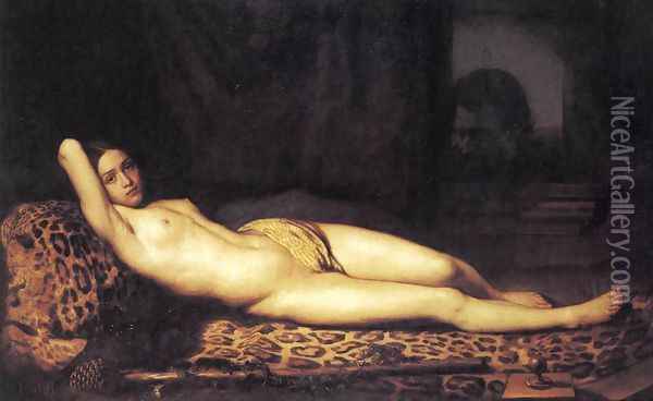 Nude Girl on a Panther Skin 1844 Oil Painting - Felix Trutat