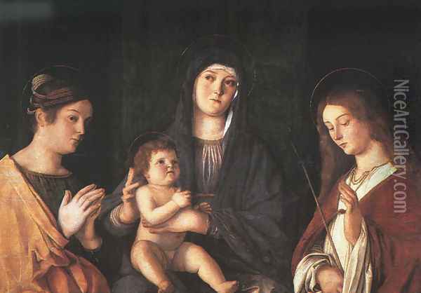 The Virgin and Child with Two Saints 1490 Oil Painting - Giovanni Bellini