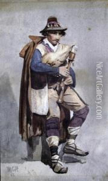 Tyrolean Piper Oil Painting - Carl Haag