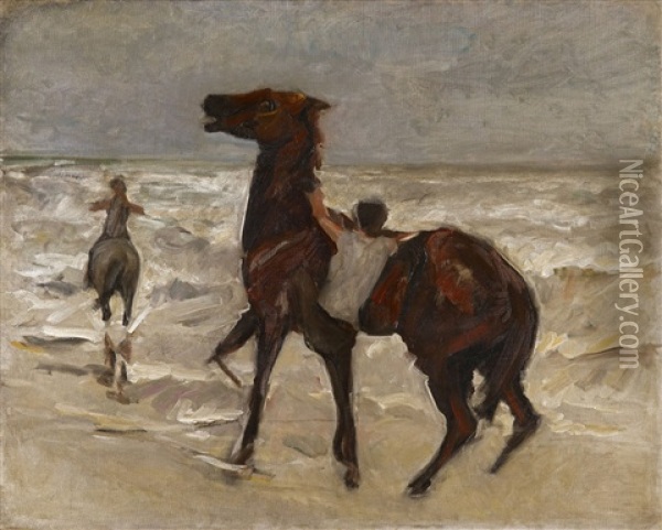 Pferdeknechte Am Strand Oil Painting - Max Liebermann