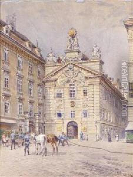 Feuerwache Am Hof In Vienna Oil Painting - Ernst Graner