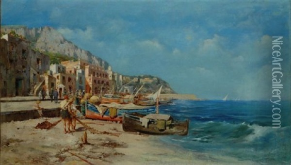 Pescatori A Capri Oil Painting - Carmine Ciardiello