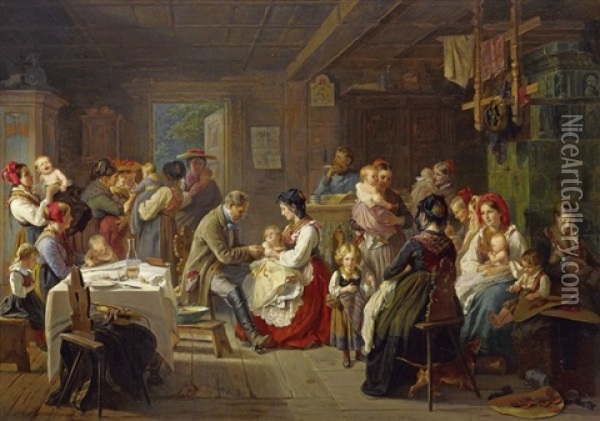 Eine Impfung Auf Dem Lande Oil Painting - Friedrich Adolf Hornemann