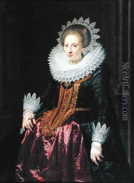 Madame Vrijdags van Vollehoven, 1620 Oil Painting - Jan Anthonisz. van Ravestyn
