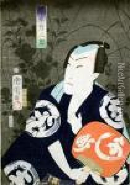 Aktor Kabuki Bando Hikosaburo Oil Painting - Toyohara Kunichika