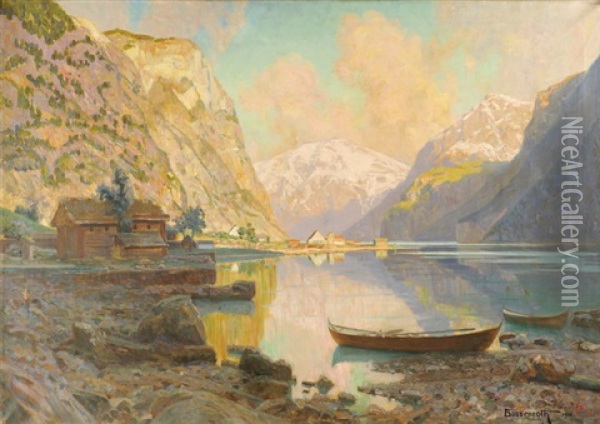Stimmungsvolle Fjordlandschaft In Expressiver Farbgebung Oil Painting - Karl Boessenroth