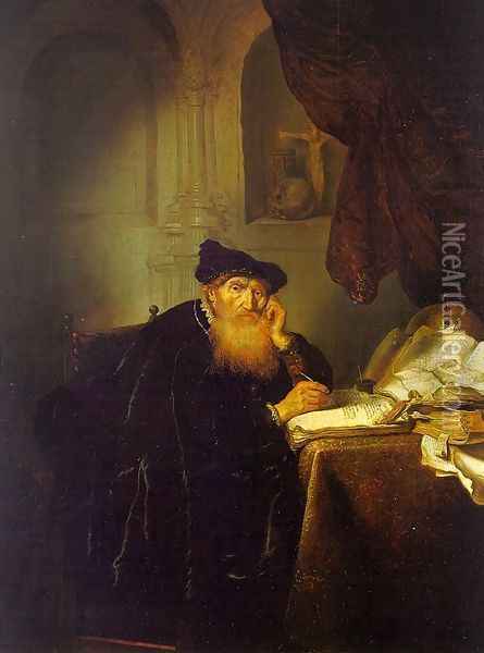 The Philosopher 1635 Oil Painting - Abraham van der Hecken