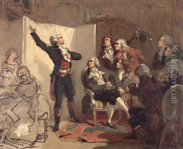 Claude Joseph Rouget de Lisle 1760-1836 singing the Marseillaise at the home of Dietrich, Mayor of Strasbourg, 26th April 1792 Oil Painting - Isidore Alexandre Augustin Pils