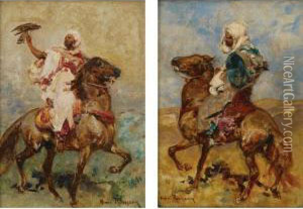 Two North Africans On Horseback Oil Painting - Henri Julien Rousseau