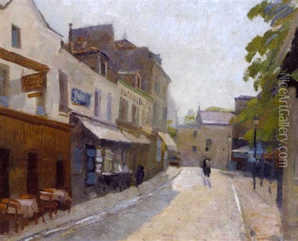 Promeneurs Sur La Place Du Tertre Oil Painting - Elie Anatole Pavil