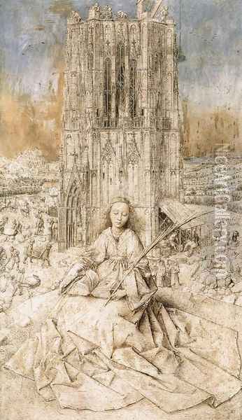 St Barbara 1437 Oil Painting - Jan Van Eyck