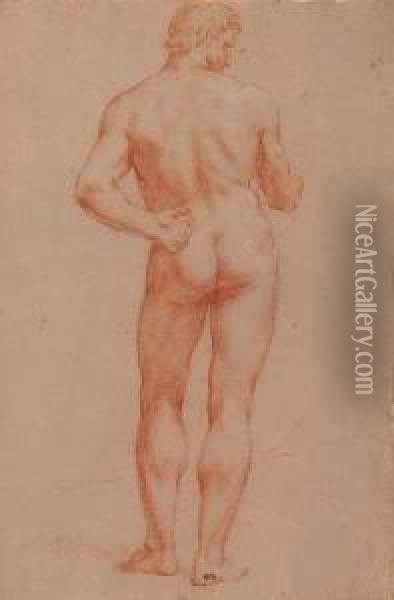 Standing Male Nude<</b> Oil Painting - Giacomo Zoboli