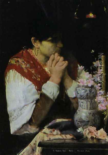 Mujer Rezando Oil Painting - Fernando Cabrera Canto