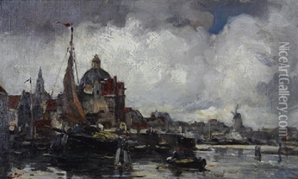 Harbor Of Delft, Holland Oil Painting - Jacob Henricus Maris