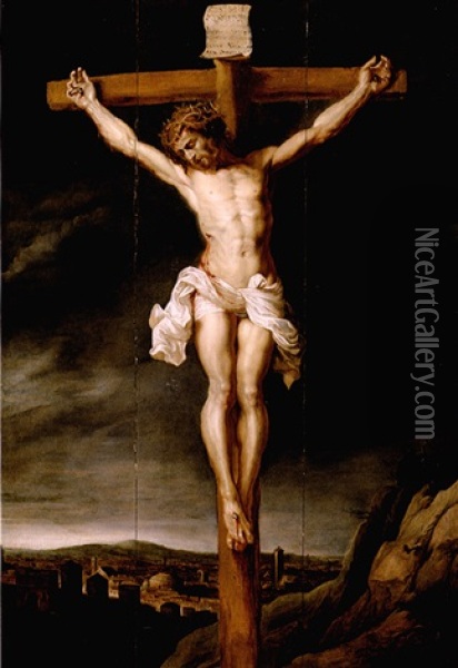 Christ On The Cross Oil Painting - Jan Boeckhorst