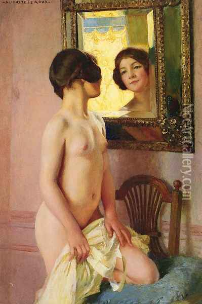 The Mirror Oil Painting - Jules Marie Auguste Leroux