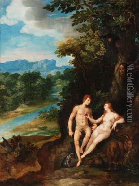 Adam Und Eva Oil Painting - Jan Peeter Brueghel