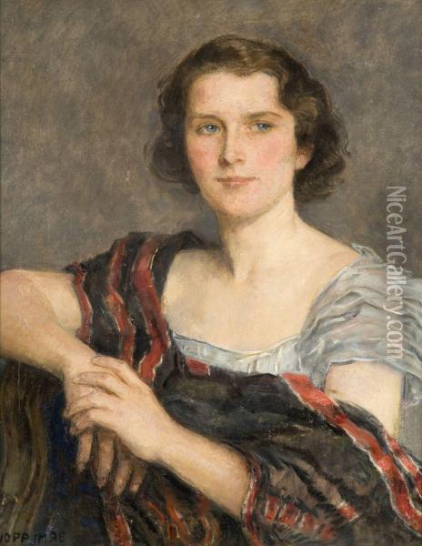 Portrait De Femme Oil Painting - Imre, Emerich Knopp