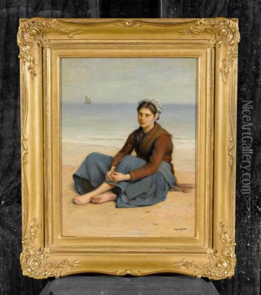 Girl On A Beach Oil Painting - Eugene Feyen