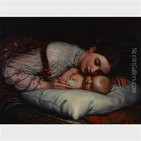O Hush Thee, My Baby Oil Painting - Charles West Cope