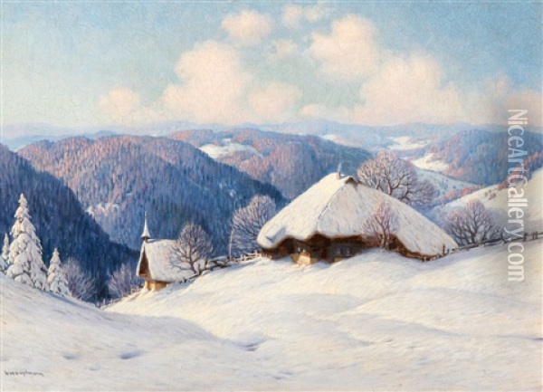 Blick Uber Ein Verschneites Schwarzwaldtal Oil Painting - Karl Hauptmann