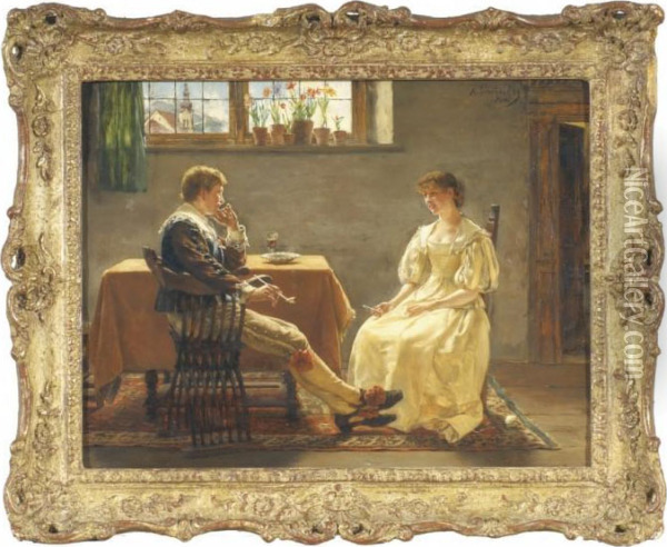 Albert
 - Junges Paar Oil Painting - Albert Friedrich Schroder