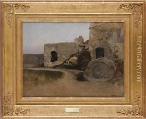 The Old Mill, 
Bordighera Oil Painting - Elihu Vedder