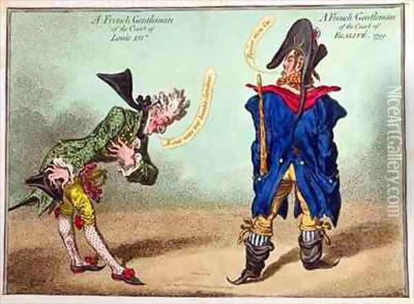 A French Gentleman of the Court of Louis XVI and a French Gentleman of the Court of Egalite Oil Painting - James Gillray