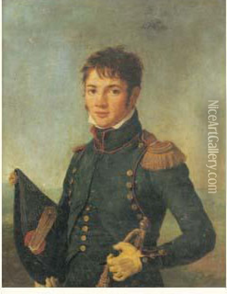 Portrait D'un Jeune Officier Sur Fond De Paysage Oil Painting - Marie-Gabrielle Capet