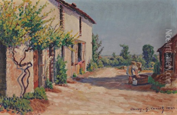 Maison A Auxy Oil Painting - Gustave Camille Gaston Cariot