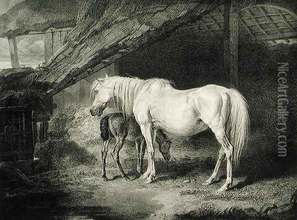 Primrose and Foal, from Celebrated Horses, a set of fourteen racing prints published by the artist, 1823-24 Oil Painting - James Ward