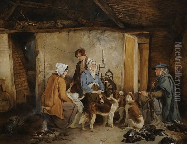 The Crofters Cottage Oil Painting - Richard Ansdell