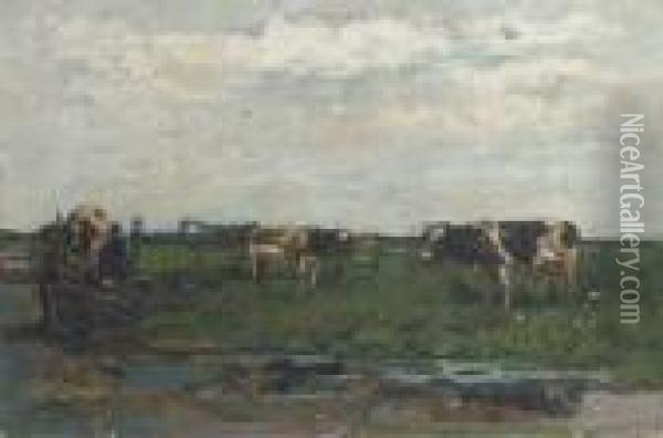 Milking The Cows Oil Painting - Willem de Zwart