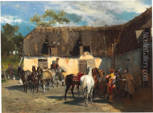 The Requisition Oil Painting - Alfred von Wierusz-Kowalski