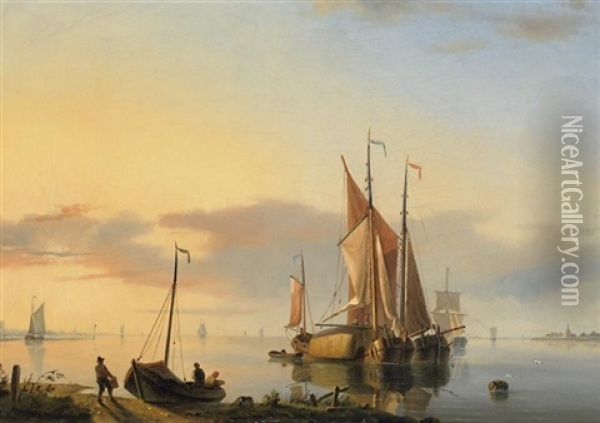 Frachtsegler Vor Der Hollandischen Kuste Oil Painting - Jacob Willem Gruyter