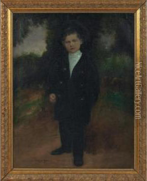 Portrait Of A Standing Boy Oil Painting - Hugo Scheiber