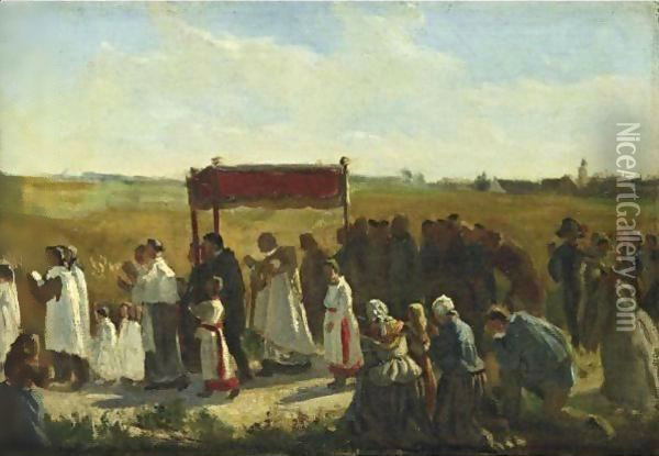 Study For The Blessing Of The Wheat In Artois Oil Painting - Jules Breton