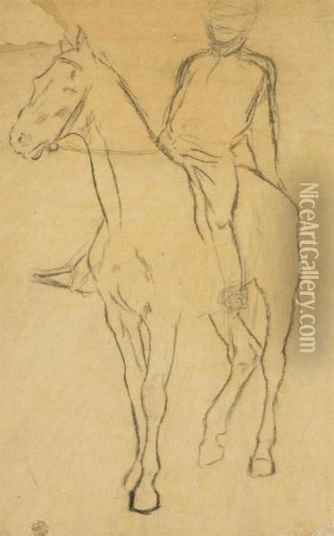 Jockey En Selle Oil Painting - Edgar Degas