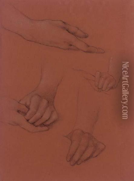 Study Of Hands For The Portrait Of Amy Gaskell Oil Painting - Sir Edward Coley Burne-Jones