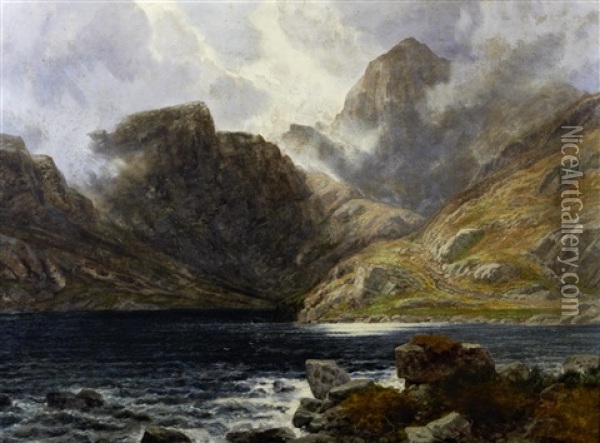 Llyn Llyndaw, Snowdon, North Wales Oil Painting - Edwin Alfred Pettitt
