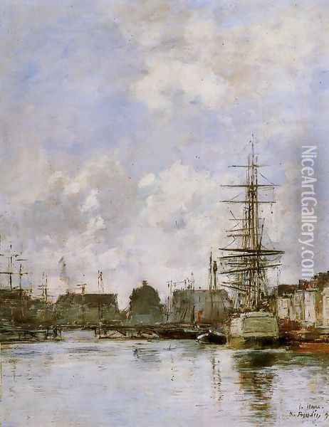 Le Havre, Le Bassin du Commerce Oil Painting - Eugene Boudin