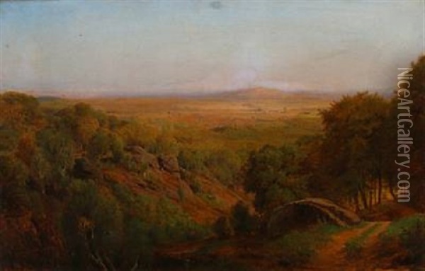 A View Over A Danish Landscape At Summertime Oil Painting - Nordahl (Peter Frederik N.) Grove