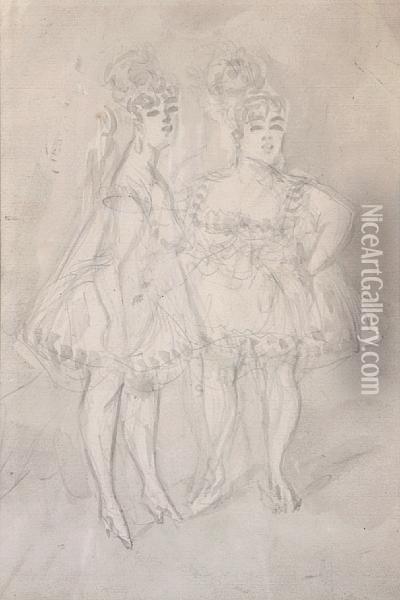 A Study Of Two Dancers Oil Painting - Constantin Guys