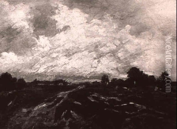 Landscape Under Stormy Skies Oil Painting - Jules Dupre
