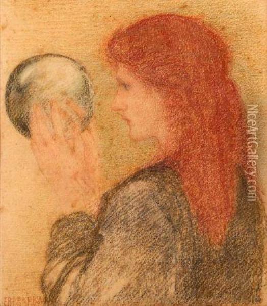 Head And Shoulders Portrait
Of A Lady Oil Painting - Sir Edward Coley Burne-Jones