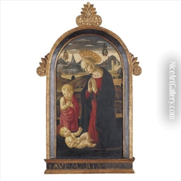 The Madonna And The Young Saint John Adoring The Christ Child Oil Painting - Bernardo di Stefano Rosselli
