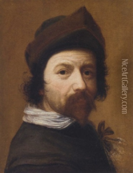 Portrait Of A Man Wearing A Felt Hat Oil Painting - Louis (Ludovico) Finson
